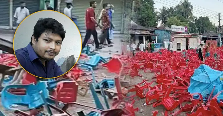 সংঘর্ষে ভাঙচুর, ইনসেটে নিহত ছাত্রদল কর্মী